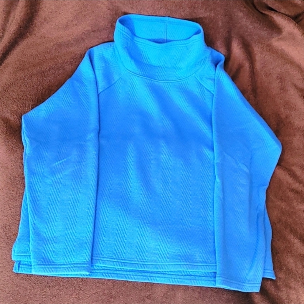 Blue Turtleneck Pullover Top - Women